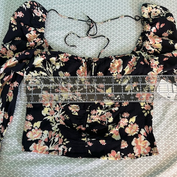 Free People Hilary Printed Top in Black Combo Long Sleeve NWOT - Picture 5 of 11